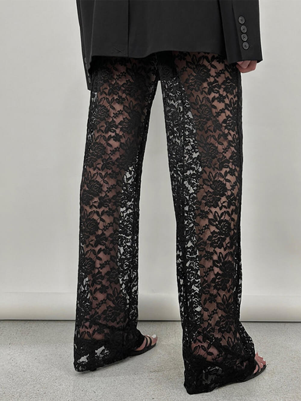 Elegant Lace High-Waist Straight Pants for Women