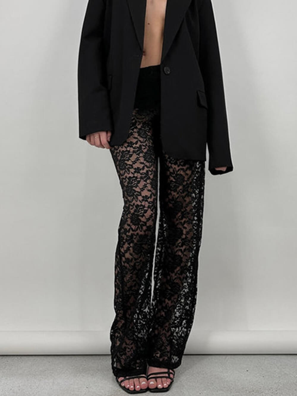 Elegant Lace High-Waist Straight Pants for Women