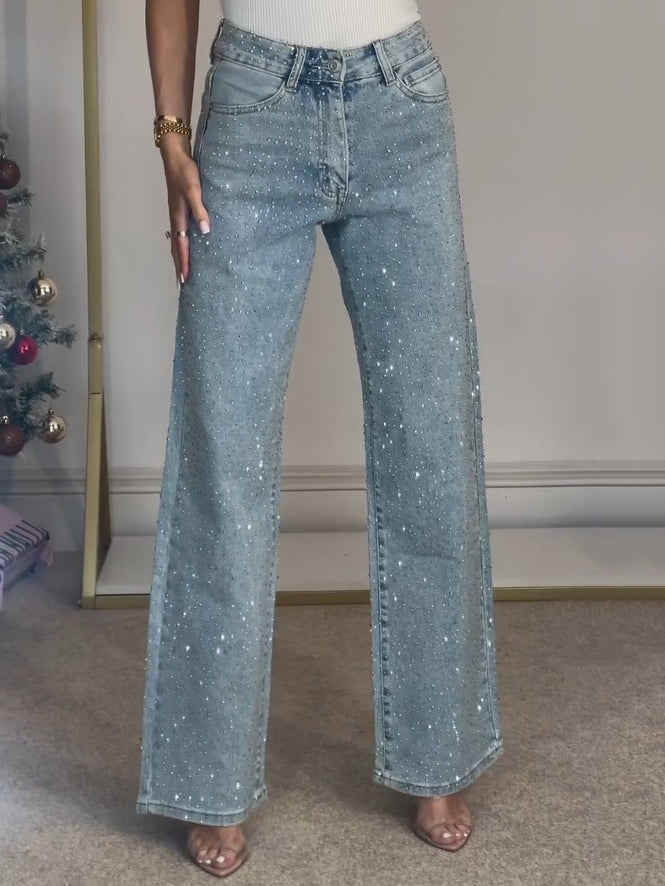 Glam High Waist Straight Jeans for Women