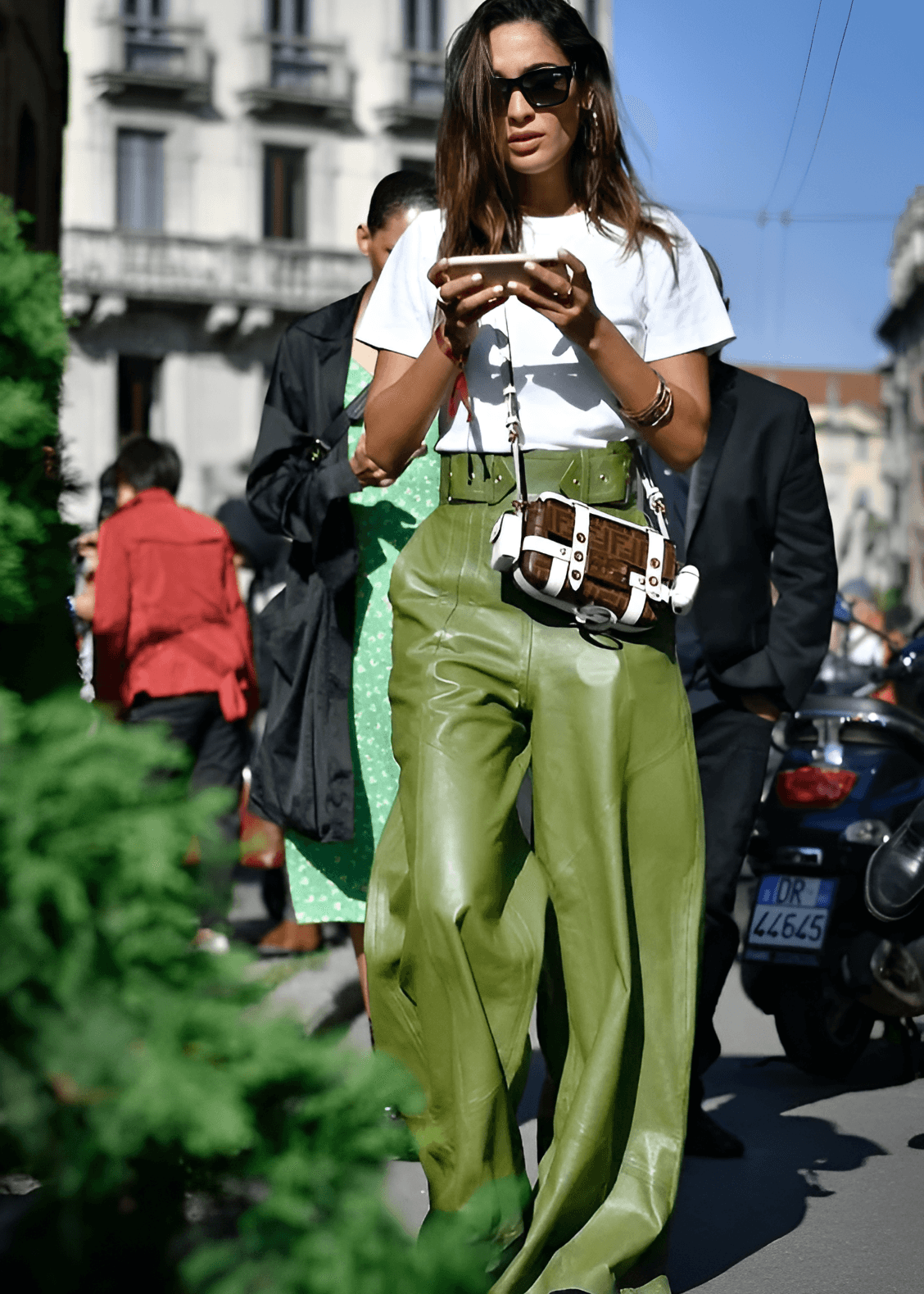 High-Waisted Wide-Leg PU Leather Trousers