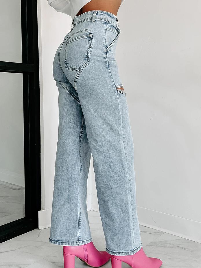 Sparkle Detail Straight Jeans for Women