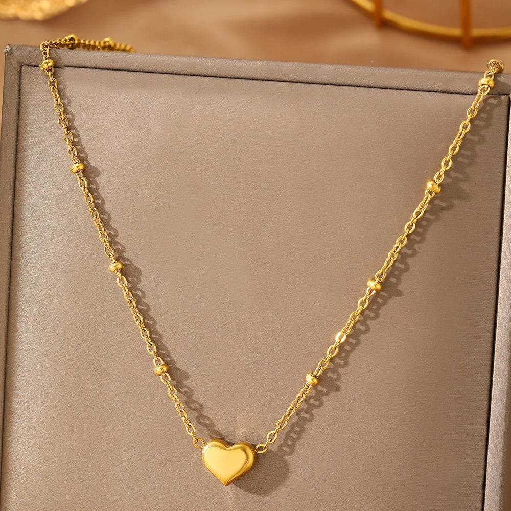 Golden Heart Pendant Necklace