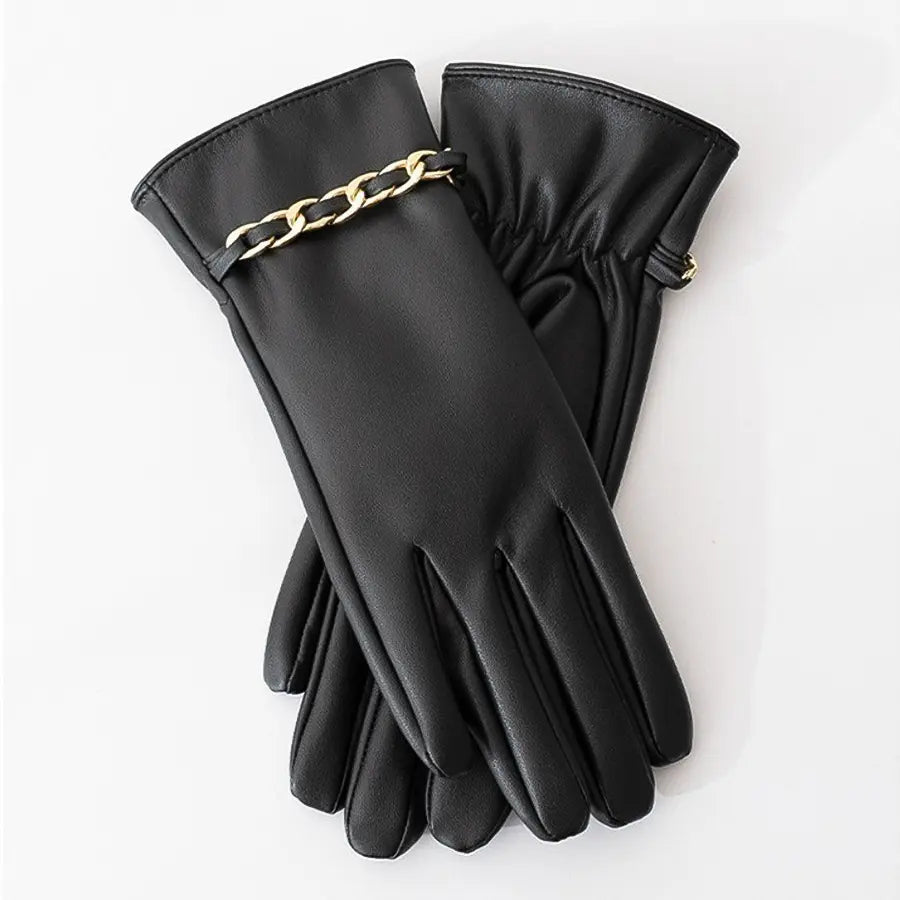 Chic Chain Leather Gloves